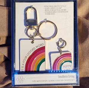 1-piece Key Chain and Dog Collar Rainbow Charm Set